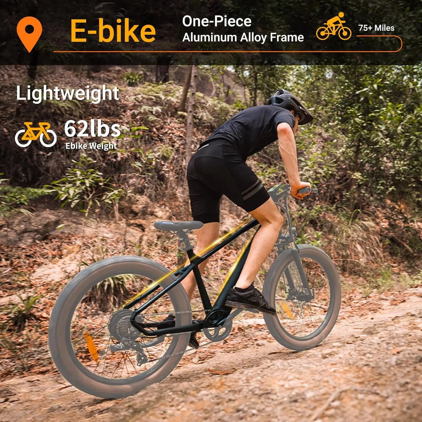 Luckeep C26 Electric Bike 1500W Peak 72 Miles 28 MPH Mountain E-Bike