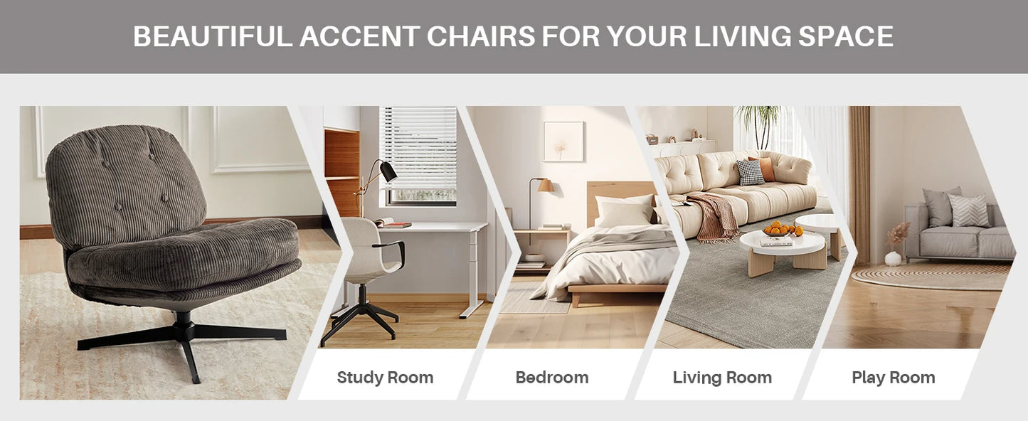 Ljustra Modern Foldable Accent Chair 360° Swivel Upholstered Lounge