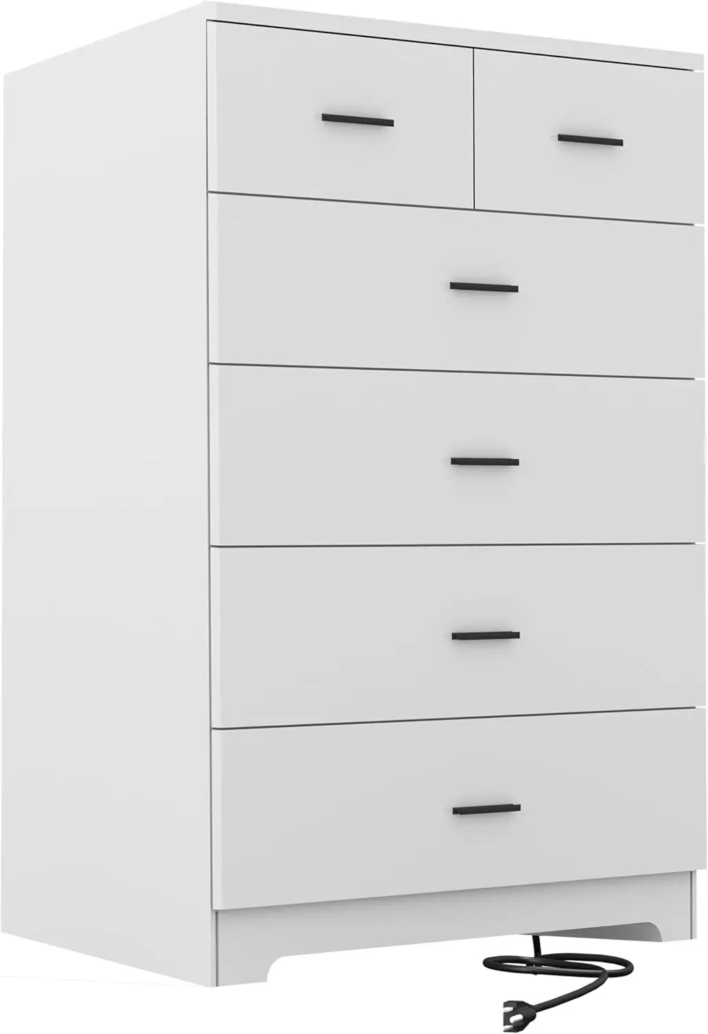 Dresser with Power Outlets 6 Drawer Storage Organizer Modern Chest of Drawers