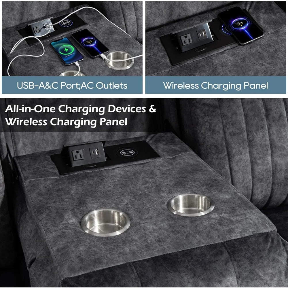 Ljustra Zero Gravity Power Reclining Sofa Adjustable Headrest USB Ports