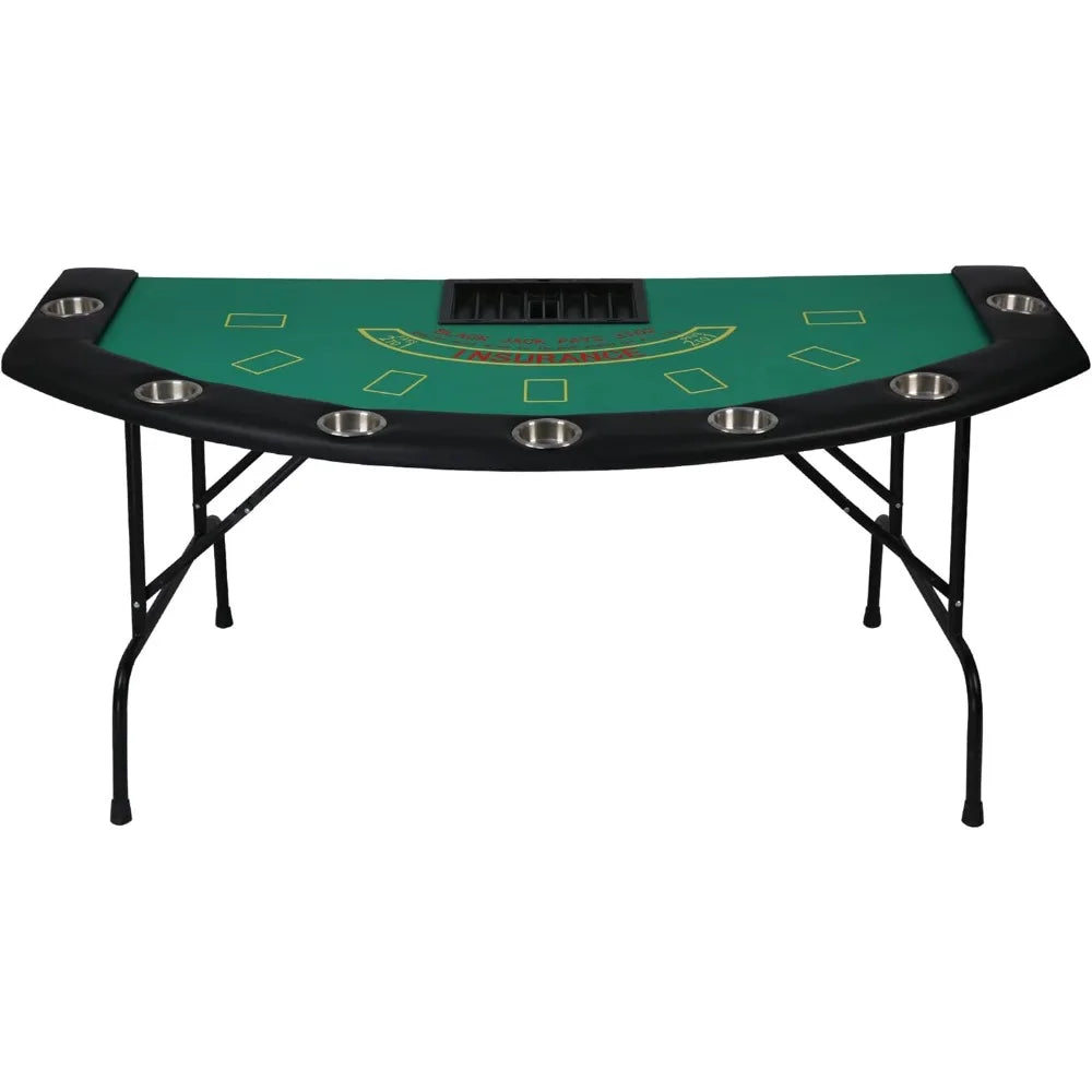 7 Player Blackjack Table Folding Legs Casino Game Table Cup Holders