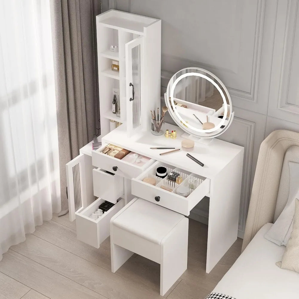 Ljustra Dressing Table Vanity Set with LED Mirror and Storage Cabinet