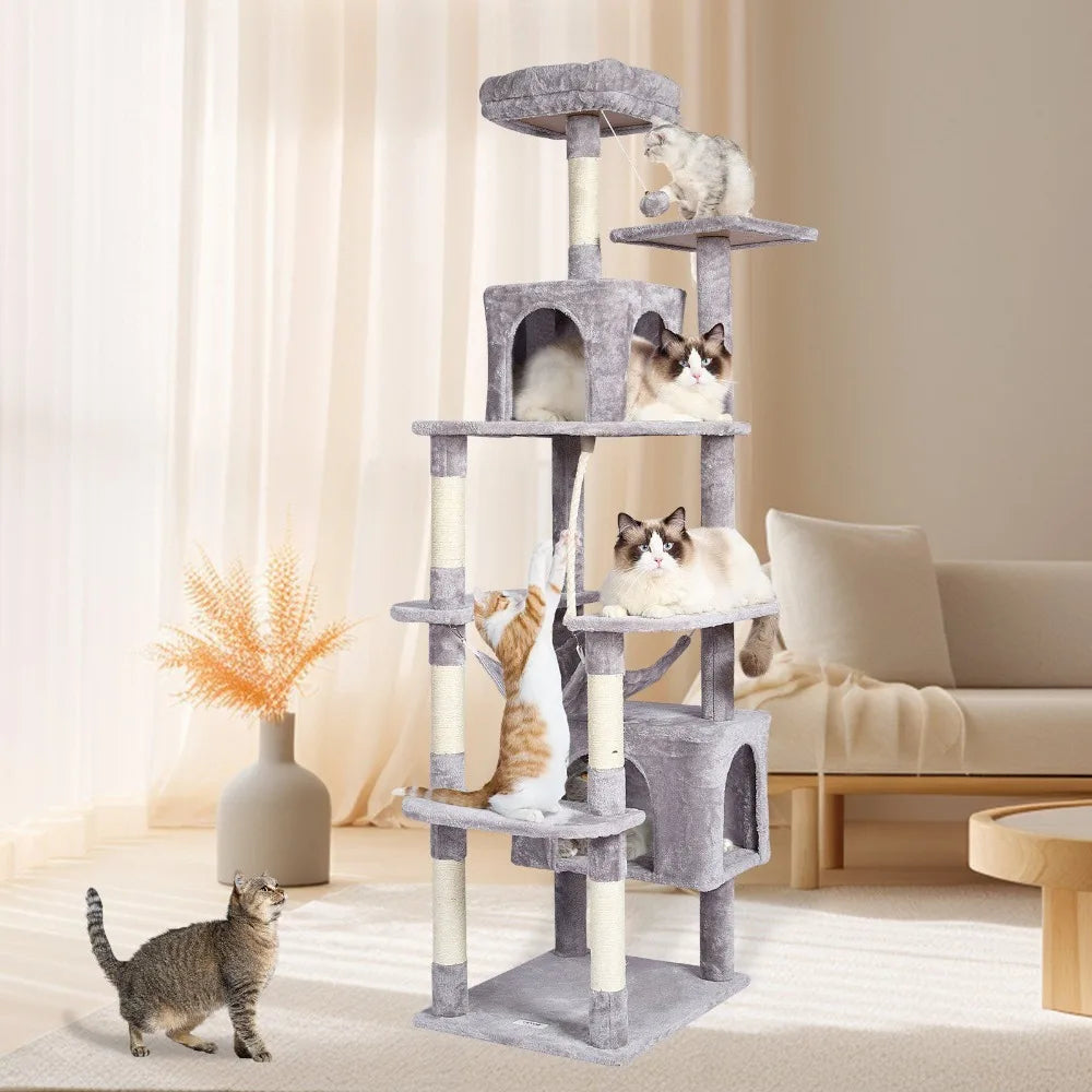 72 Inch Cat Tower Indoor Cats Multi-Level Scratching Post Condo