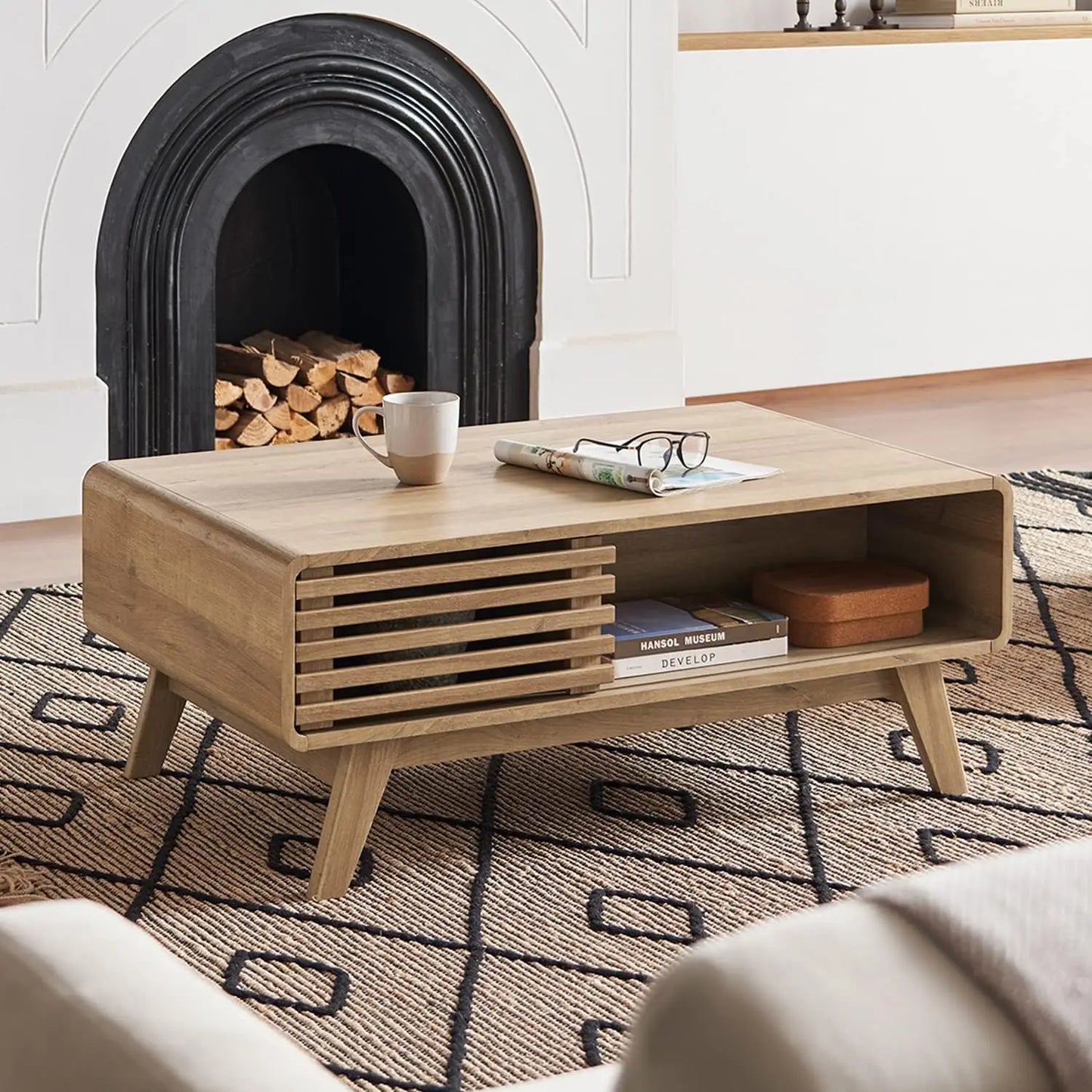 Ljustra Ensley Coffee Table Mid-Century Modern Storage Living Room