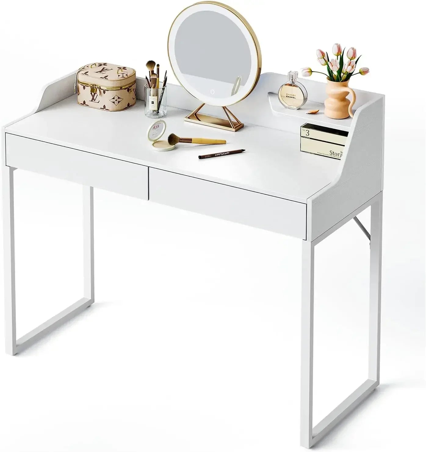Modern 40 Inch Vanity Desk with 2 Drawers for Home Office and Makeup