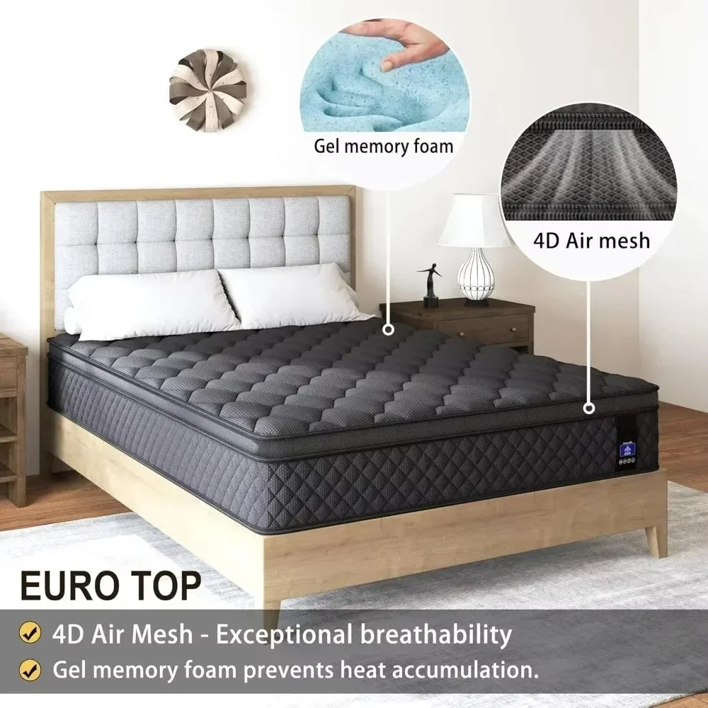 Ljustra Queen Hybrid Mattress Euro Top Medium Firm Support