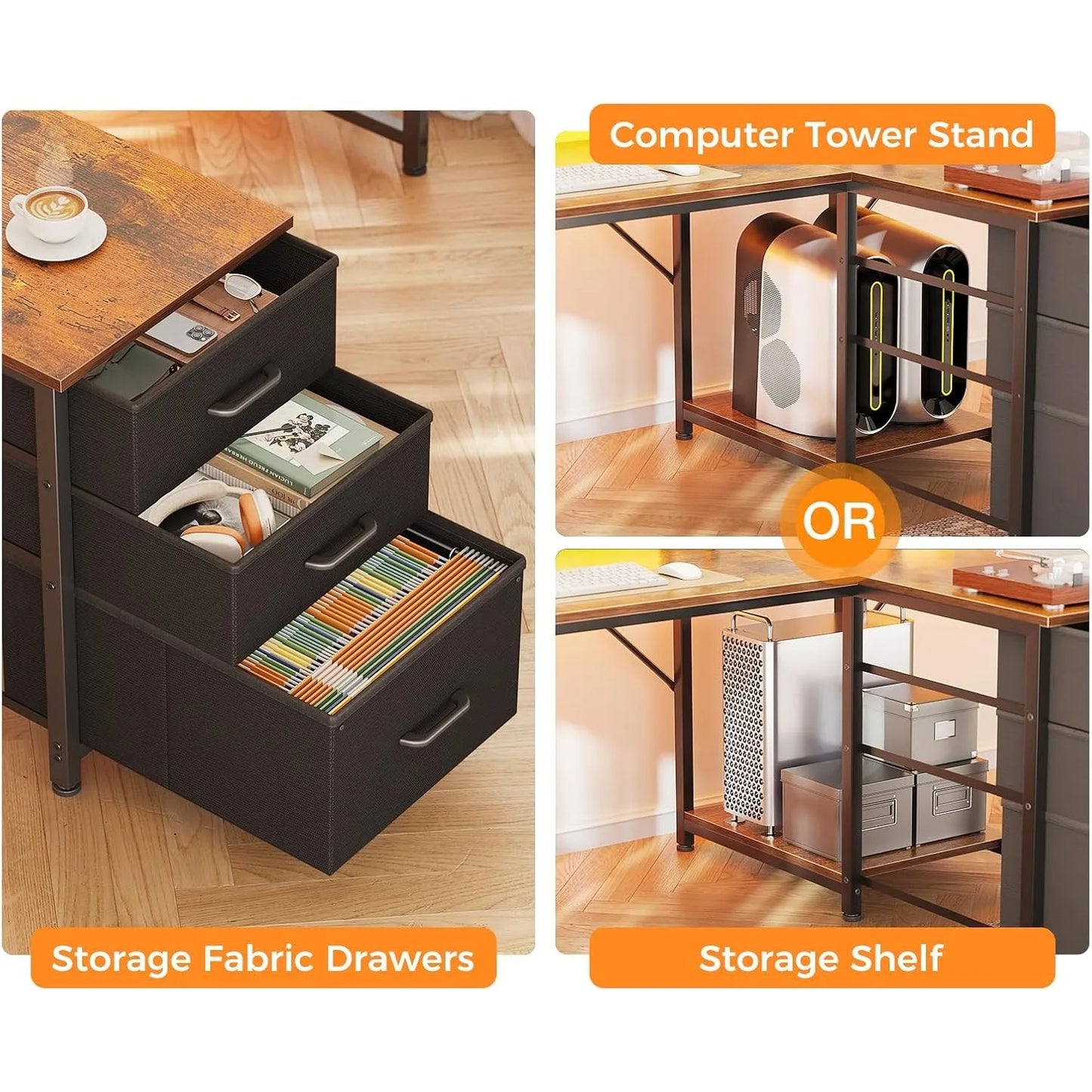 94 Inch Computer Desk for 2 with LED Light Power Outlet Storage