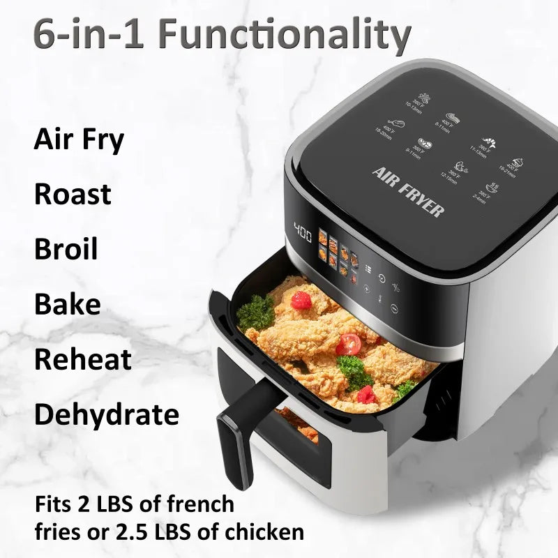 Ljustra 6QT Air Fryer 8-in-1 Digital Touchscreen Healthy Cooking