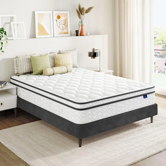 Ljustra Queen Mattress 14 Inch Hybrid Memory Foam Pocket Spring