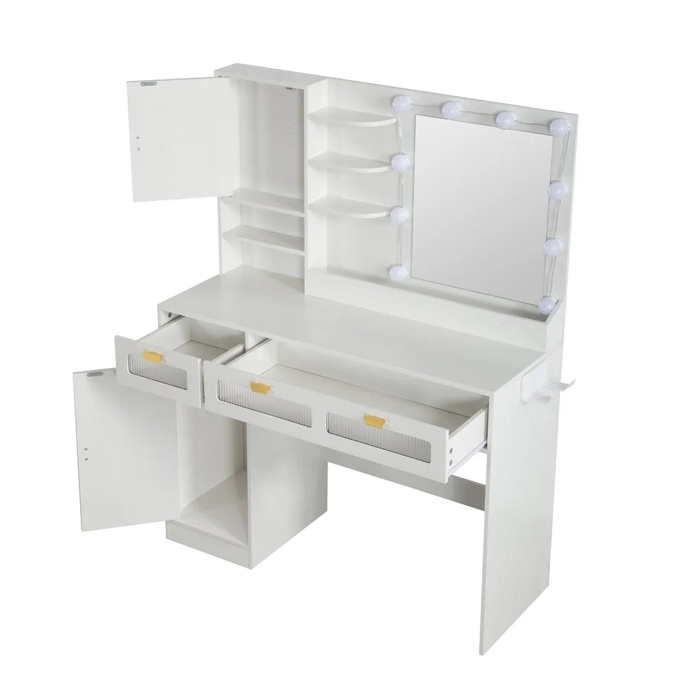 Light Makeup Vanity Table with Adjustable Brightness Mirror Storage