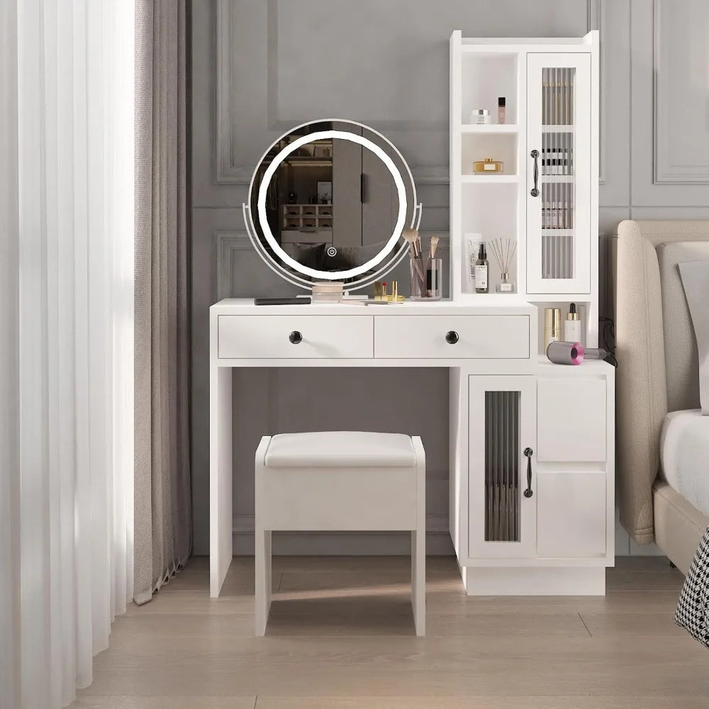 Ljustra Dressing Table Vanity Set with LED Mirror and Storage Cabinet