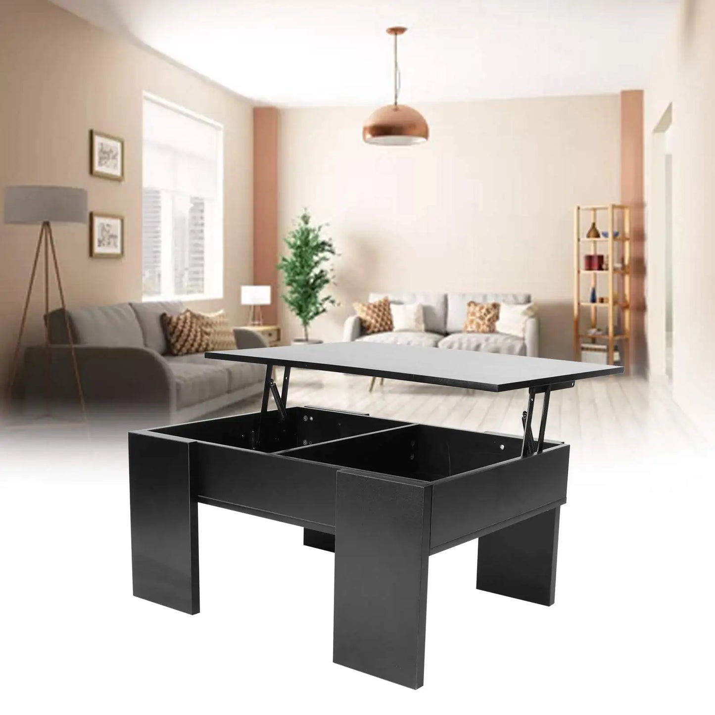 Modern Height Adjustable Coffee Table Wooden Living Room Office Furniture
