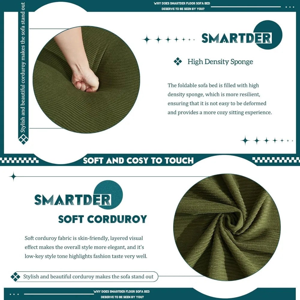 Ljustra Convertible Folding Sofa Bed Modular Floor Couch with Pillows