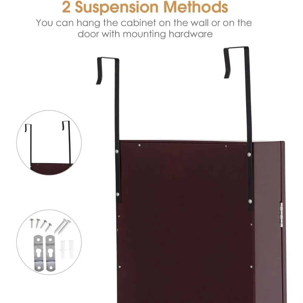 Jewelry Armoire Cabinet Wall Mounted Full Length Mirror Jewelry Organizer