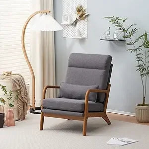 High Back Microfiber Rustic Mid Century Modern Accent Chair
