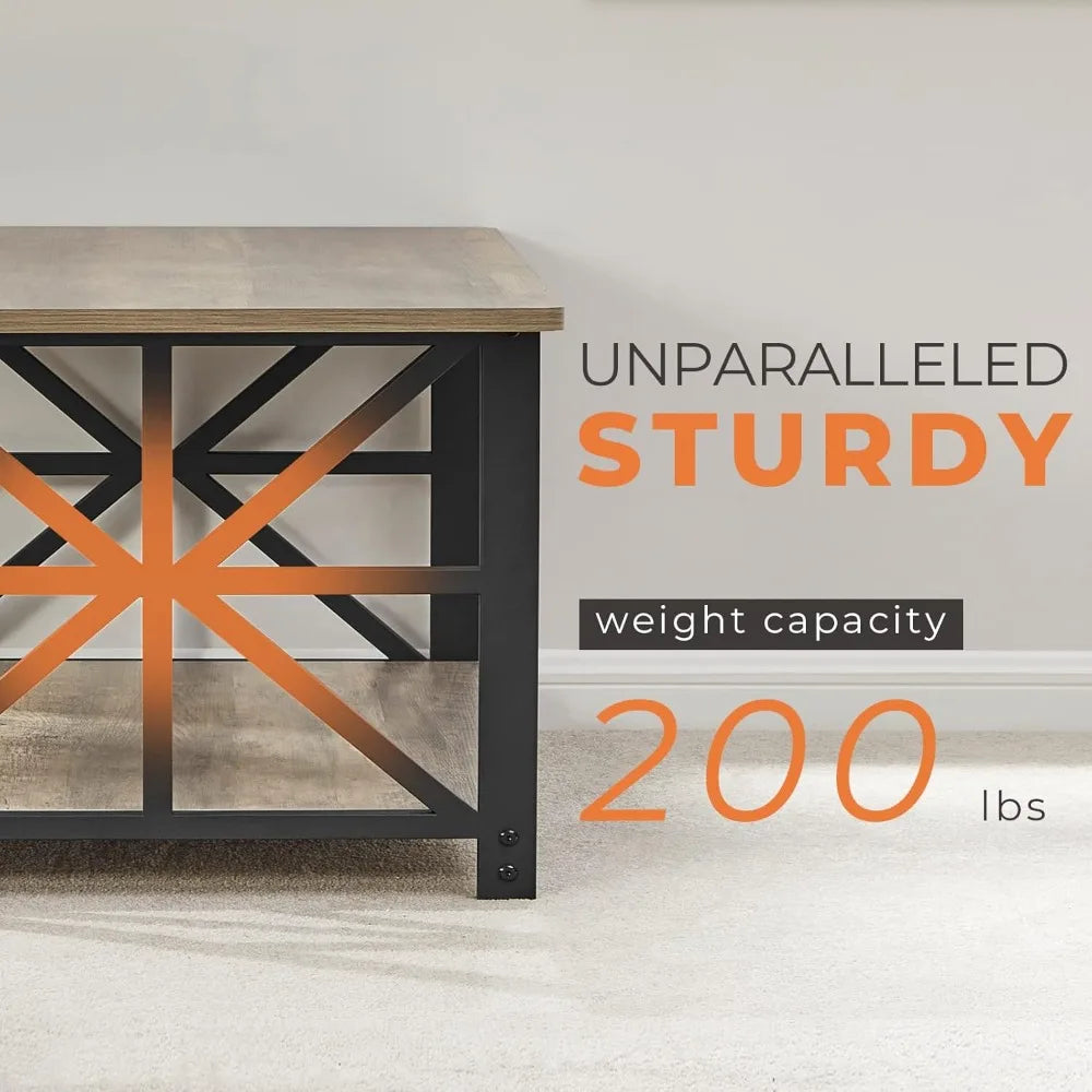 Coffee Table Round Corners Storage Shelf Minimalist Living Room 39 Inch