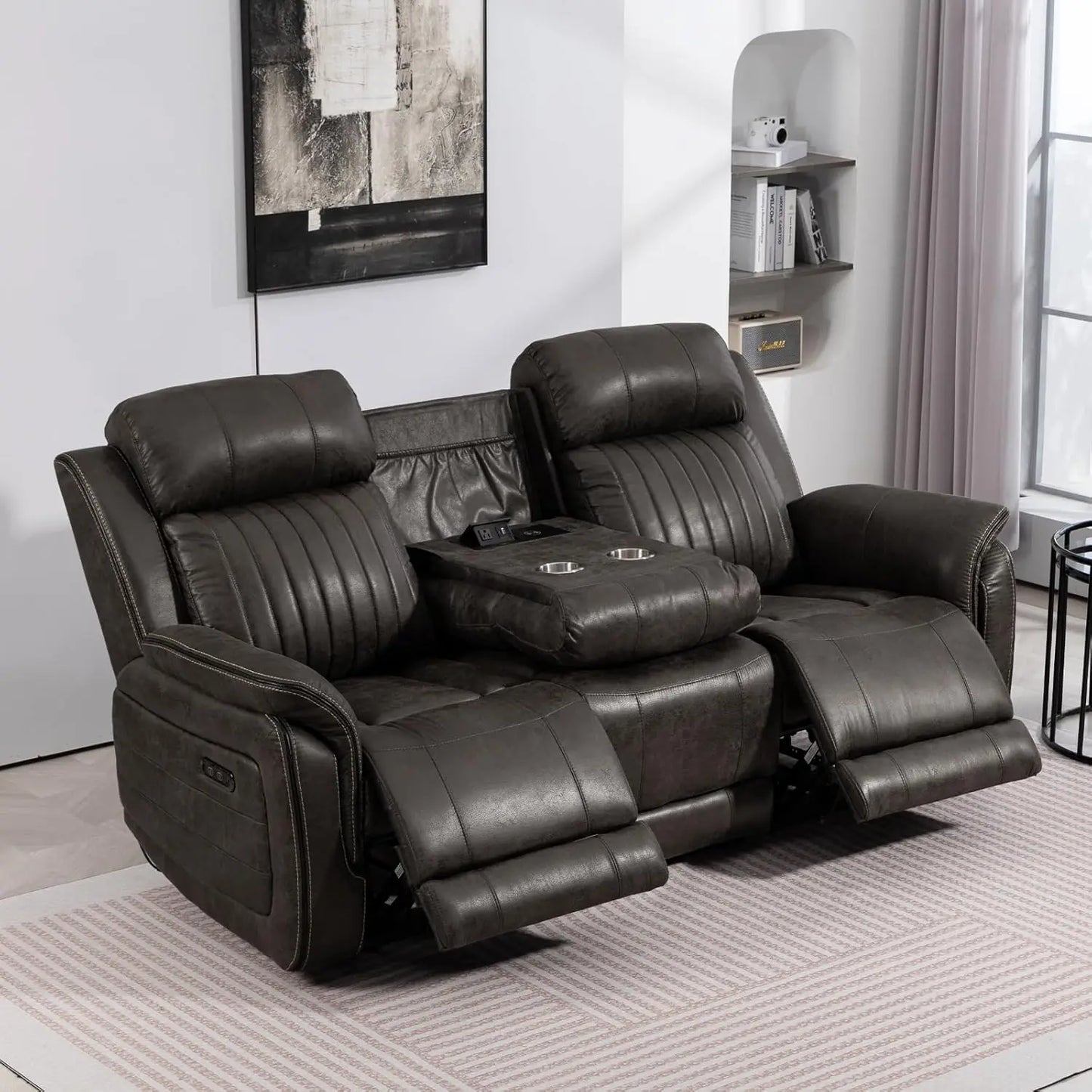 Ljustra Zero Gravity Power Reclining Sofa Adjustable Headrest USB Ports