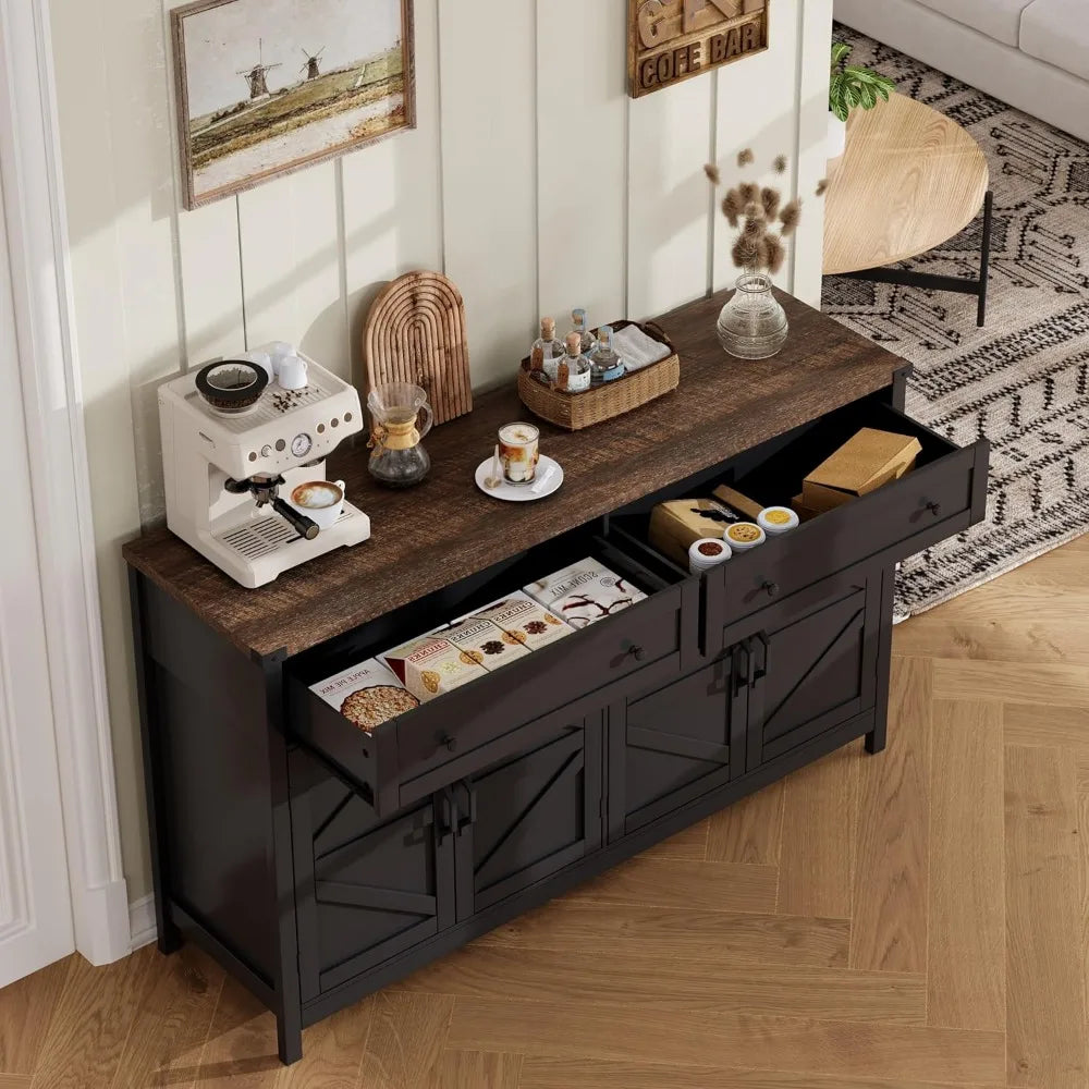 Sideboard Buffet Cabinet Storage Modern Farmhouse Coffee Bar Furniture