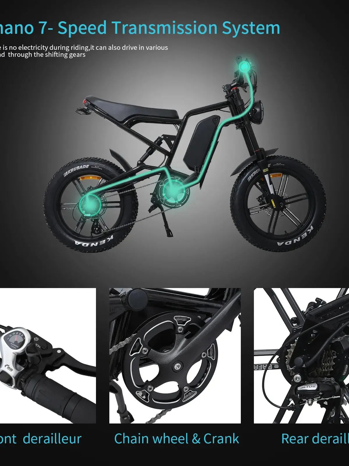Electric Mountain Bike 750W 48V All-Terrain Fat Tire E-Bike 45 Mile Range