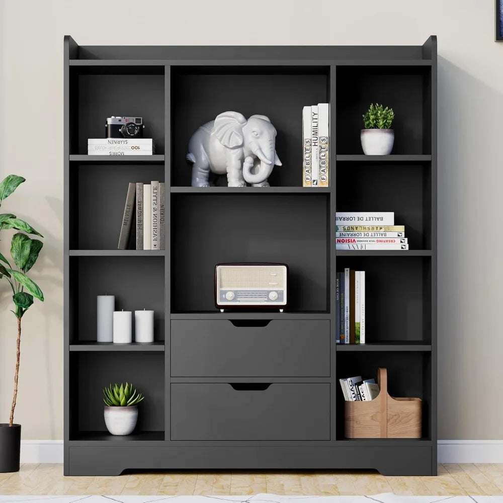 Kids Bookshelf Toy Storage Organizer 4-Tier Bookcase with Drawers