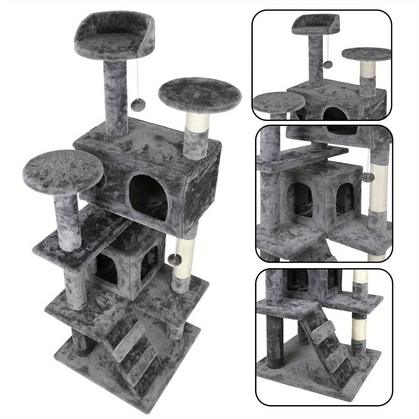 Cat Tree Tower Activity Center Playhouse for Small Medium Cats 53 Inch