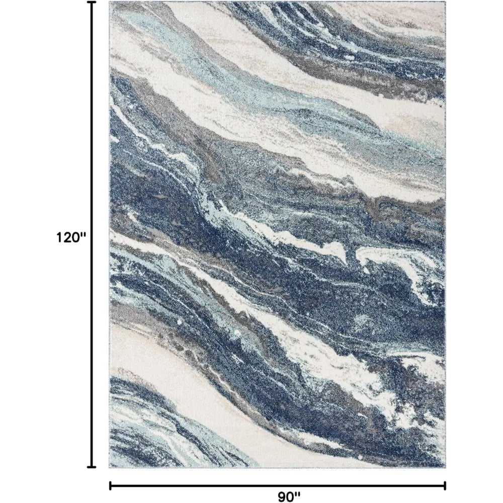 Lagos Collection 7983 Blue Art Deco Area Rug 8x10 Transitional Indoor