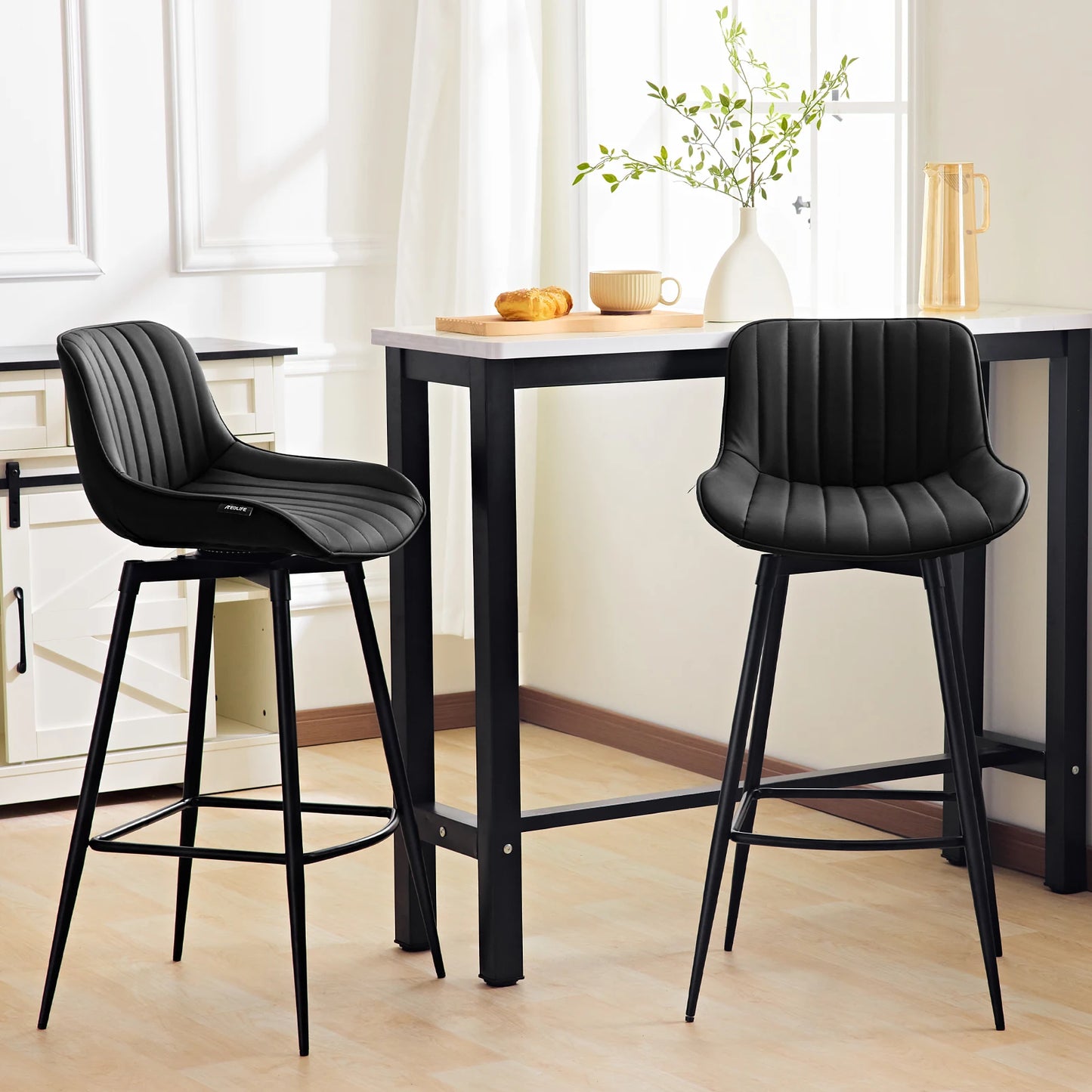 Redlife Swivel Bar Stools Set of 2 Modern Counter Height Dining Chairs