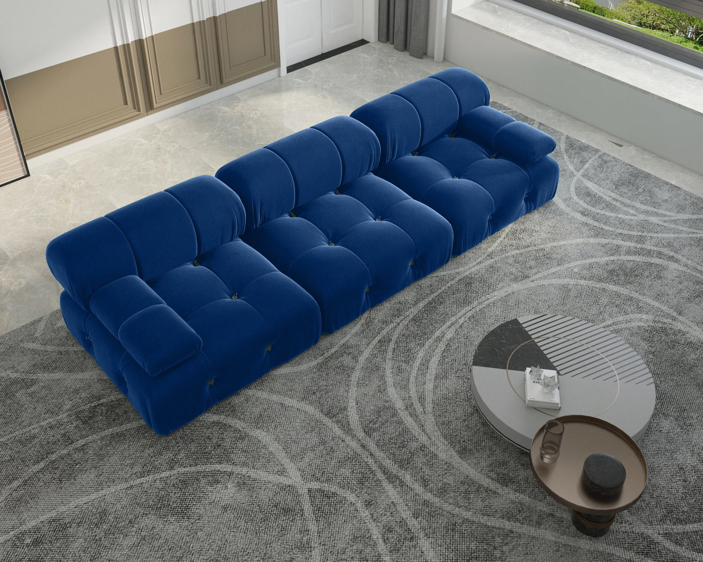 Ljustra 104" Modern Velvet Modular Sectional Sofa, Convertible, Minimalist, 3 Seats
