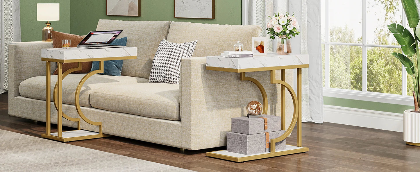 Ljustra C Shaped End Table Modern Side Table for Living Room Bedside