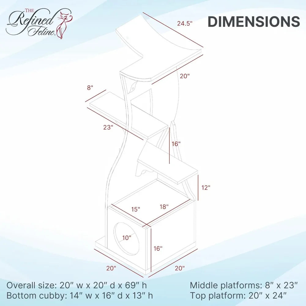 Ljustra Multi-Level Modern Cat Tower Indoor Cat Tree with Scratching Post