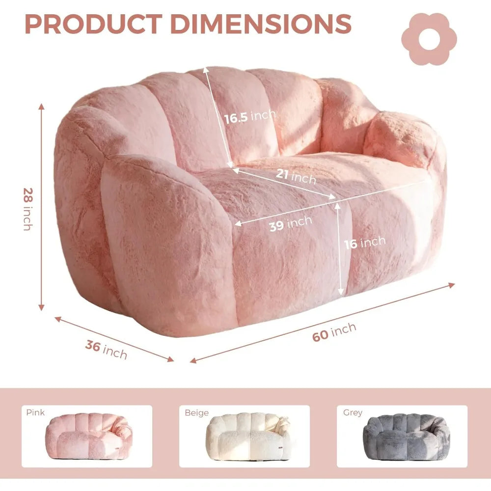 Ljustra Floral Shaped Bean Bag Chair Ultra Soft Loveseat Sofa