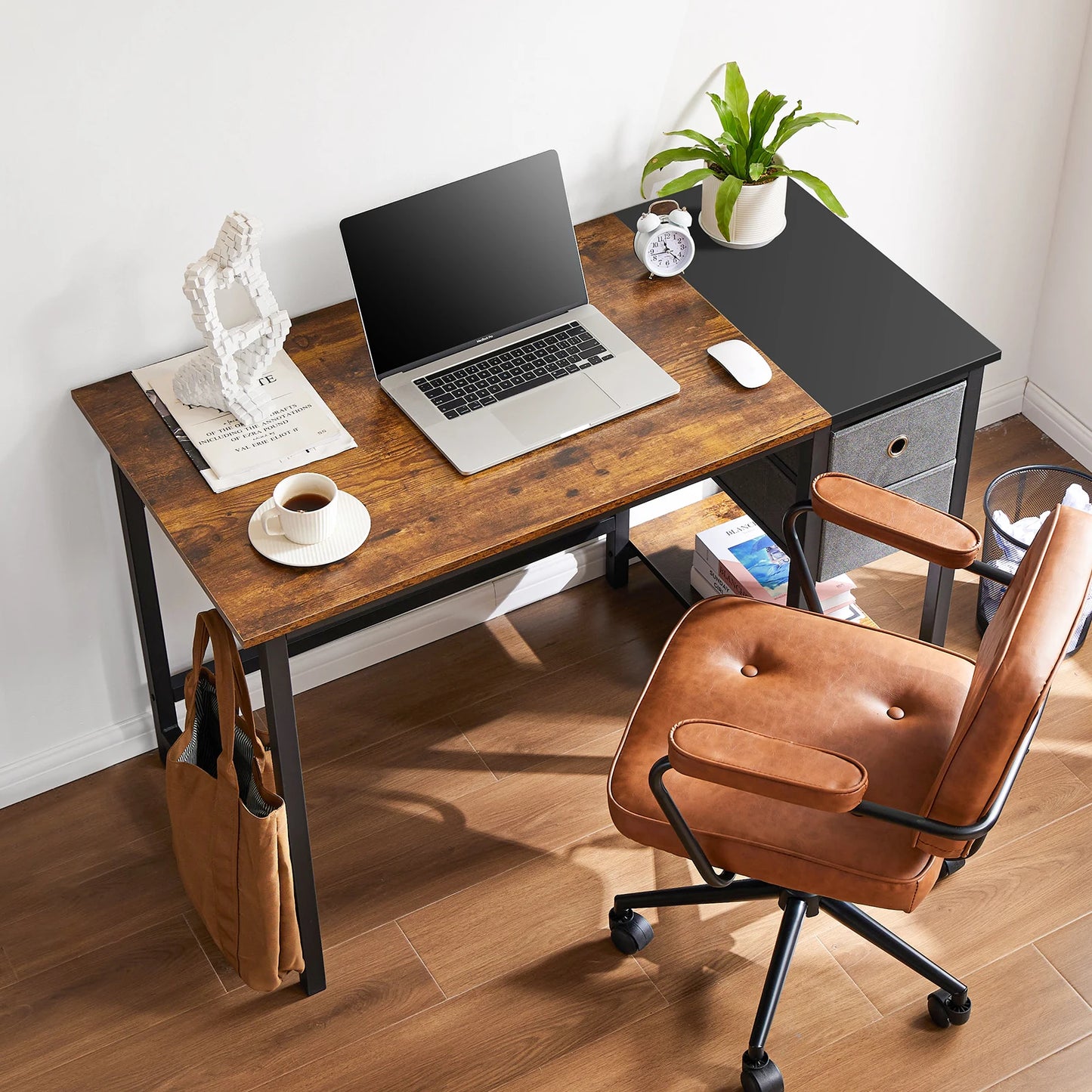 Ljustra 55 Inch Computer Desk With Drawers Home Office Writing Desk