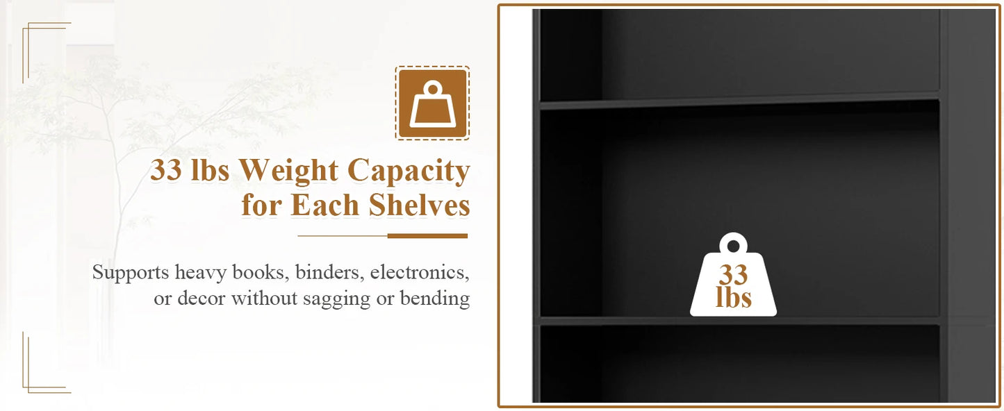 6-Tier Open Bookcase Freestanding Display Storage Shelves for Home Office
