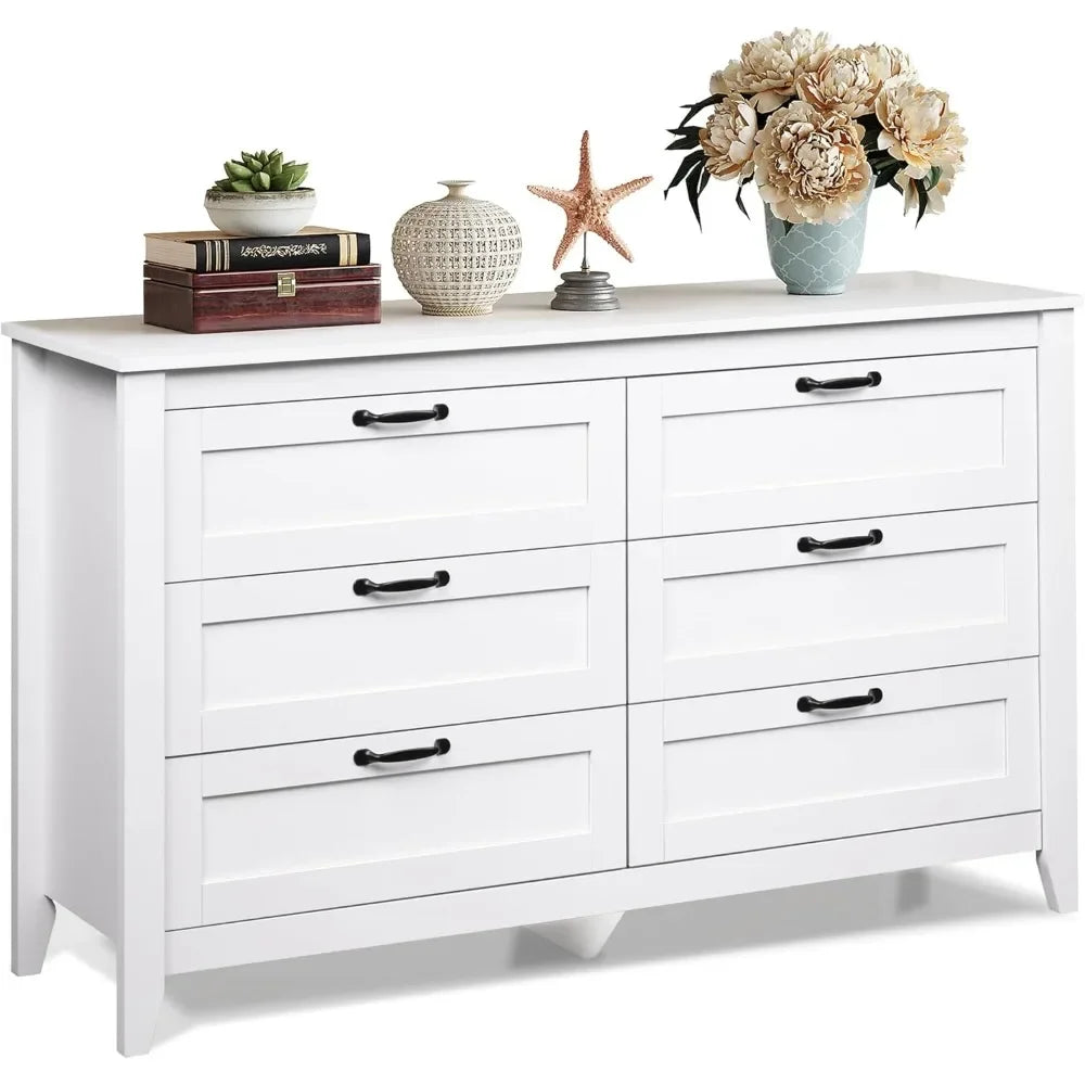 6 Drawer Retro Chest of Drawers Storage Cabinet for Bedroom Living Room