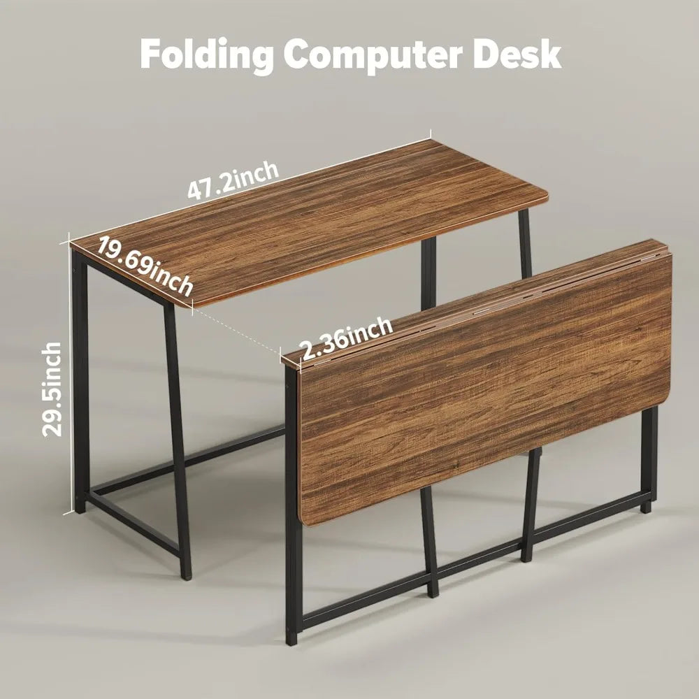 Folding Desk 47.2 Inch Space Saving Computer Table Office Workstation