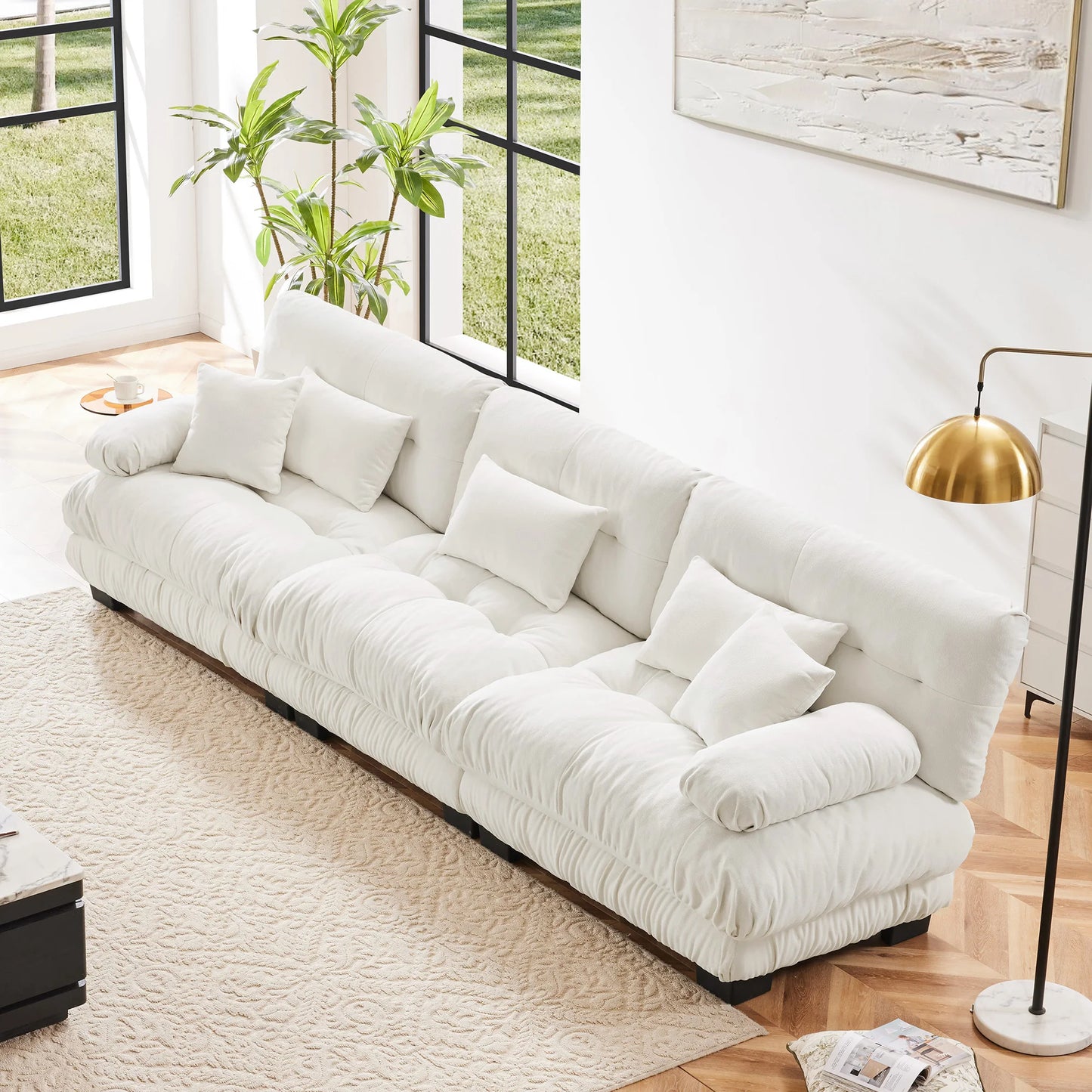Premium 3 Seat Modular Sectional Sofa Deep Seat Chenille Couch