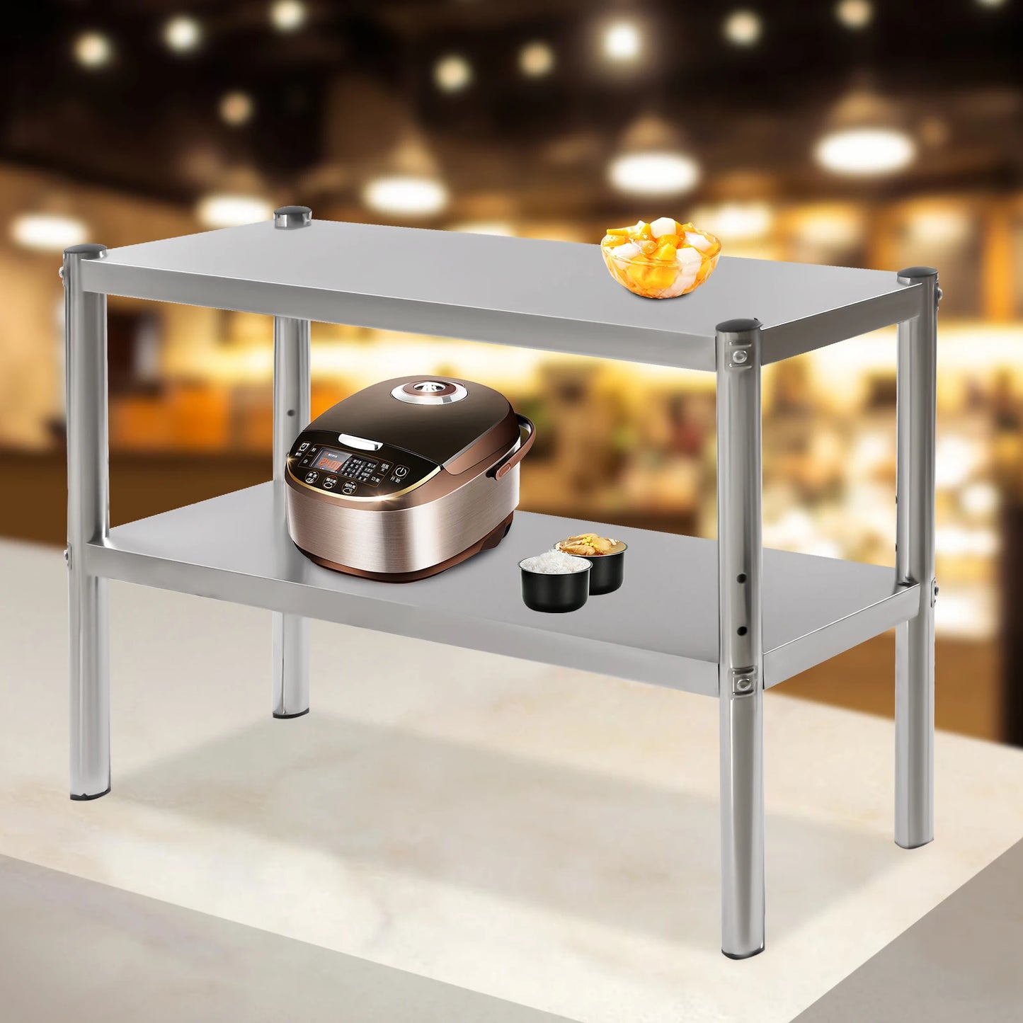 2-Tier Stainless Steel Work Table Food Prep Shelf Station 36x12in