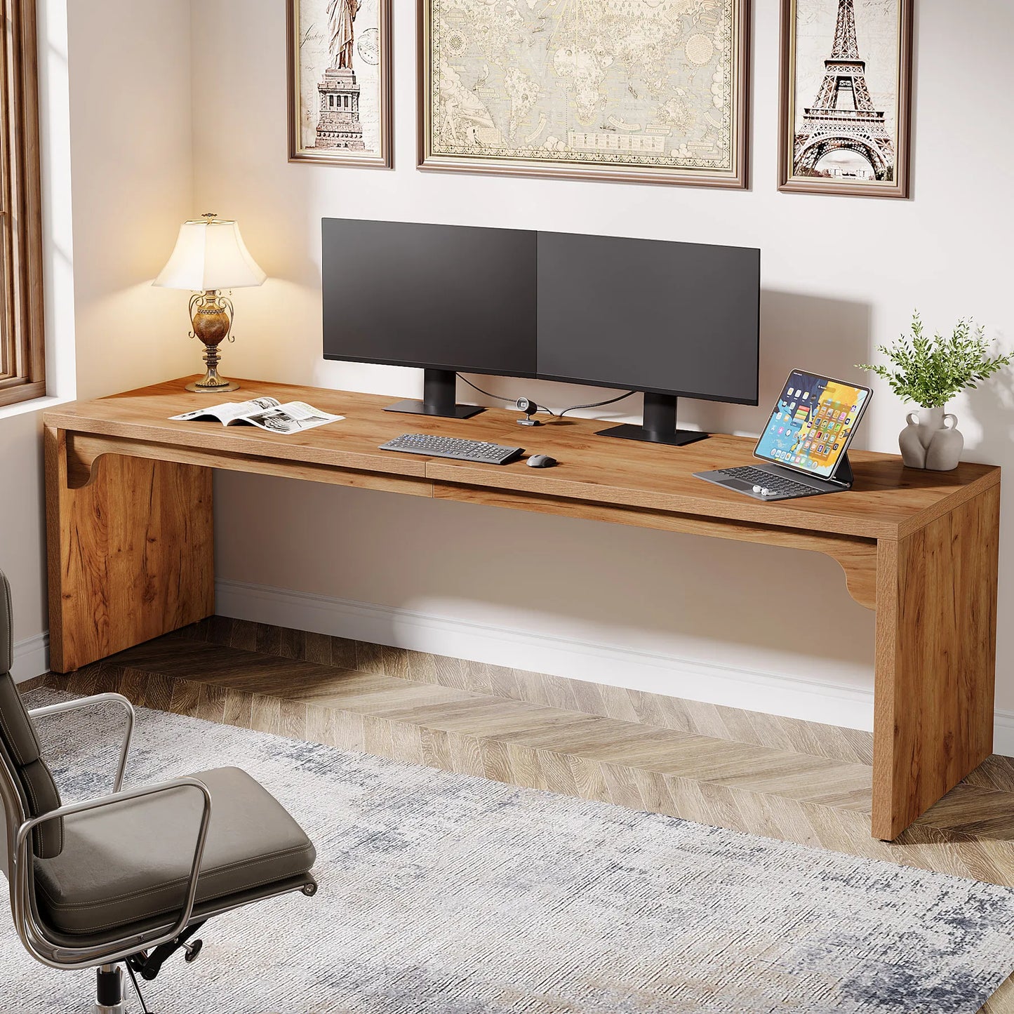 Ljustra 78.7 Inch Long Computer Desk Modern Double Workstation Office Desk