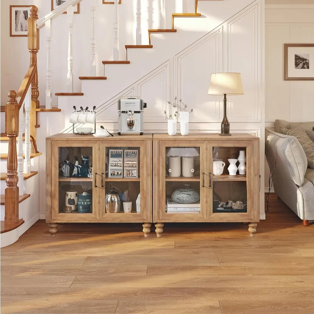 Modern Sideboard Buffet Cabinet with Glass Doors for Storage and Display