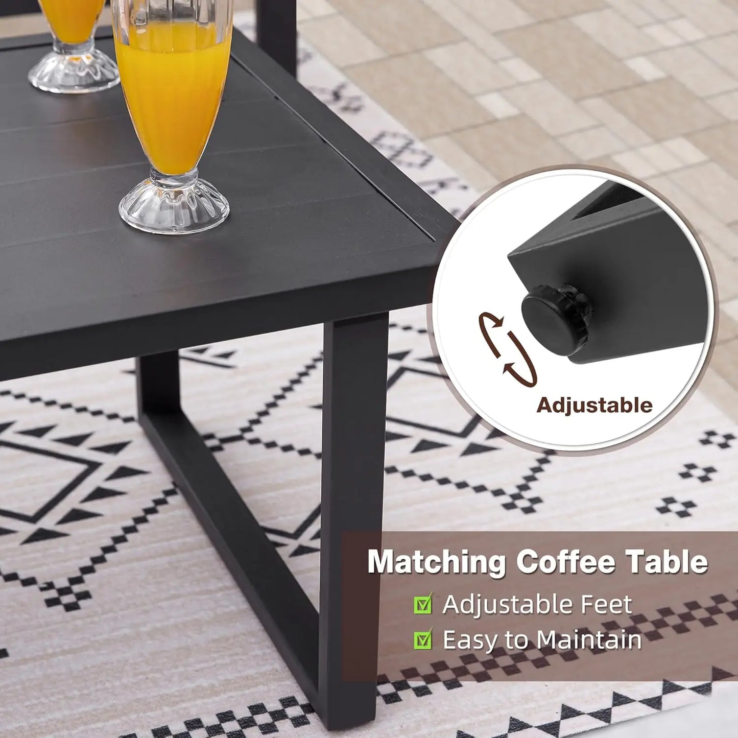 Outdoor Furniture Set Patio Loveseat Coffee Table Conversation Chair