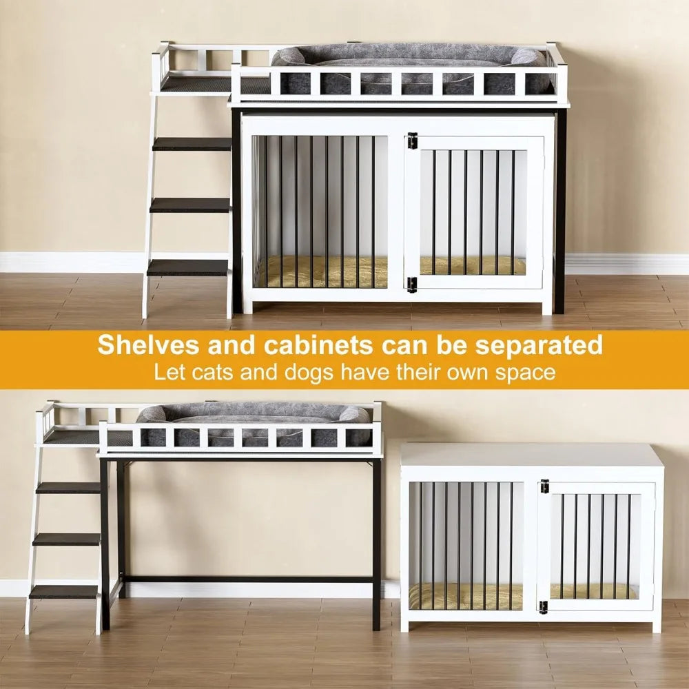 Loft-Style Dog Crate Furniture Heavy Duty Wooden Indoor Kennel