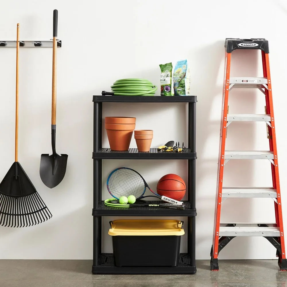 Heavy-Duty 2-Pack XL Storage Shelving 4 Shelves Ventilated Black