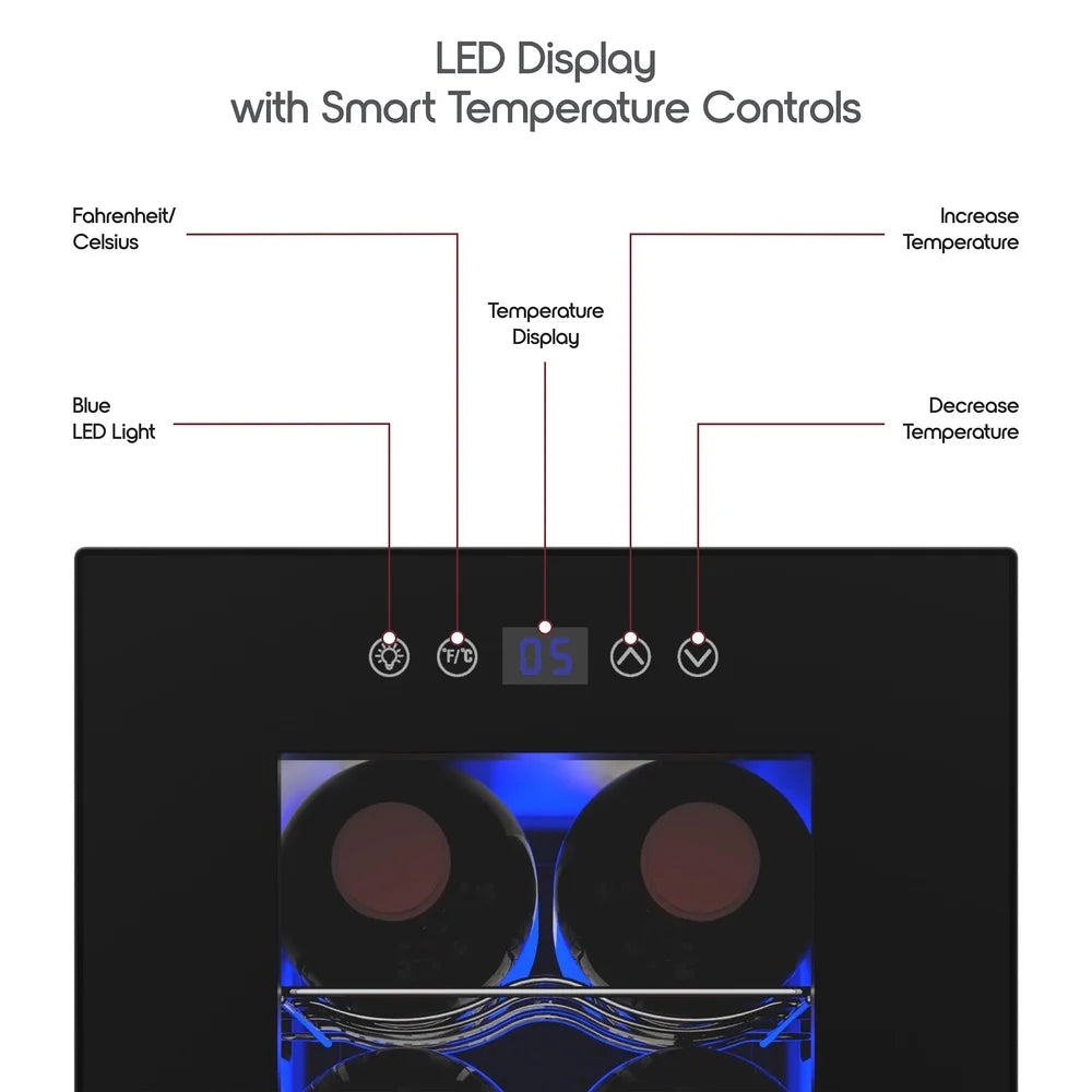 2 Pack Mini Wine Cooler Countertop Fridge 6 Bottle Smart Temperature Control