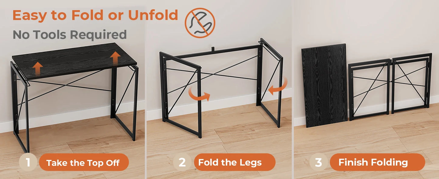 Folding Desk Portable Computer Table Space Saving Home Office Use