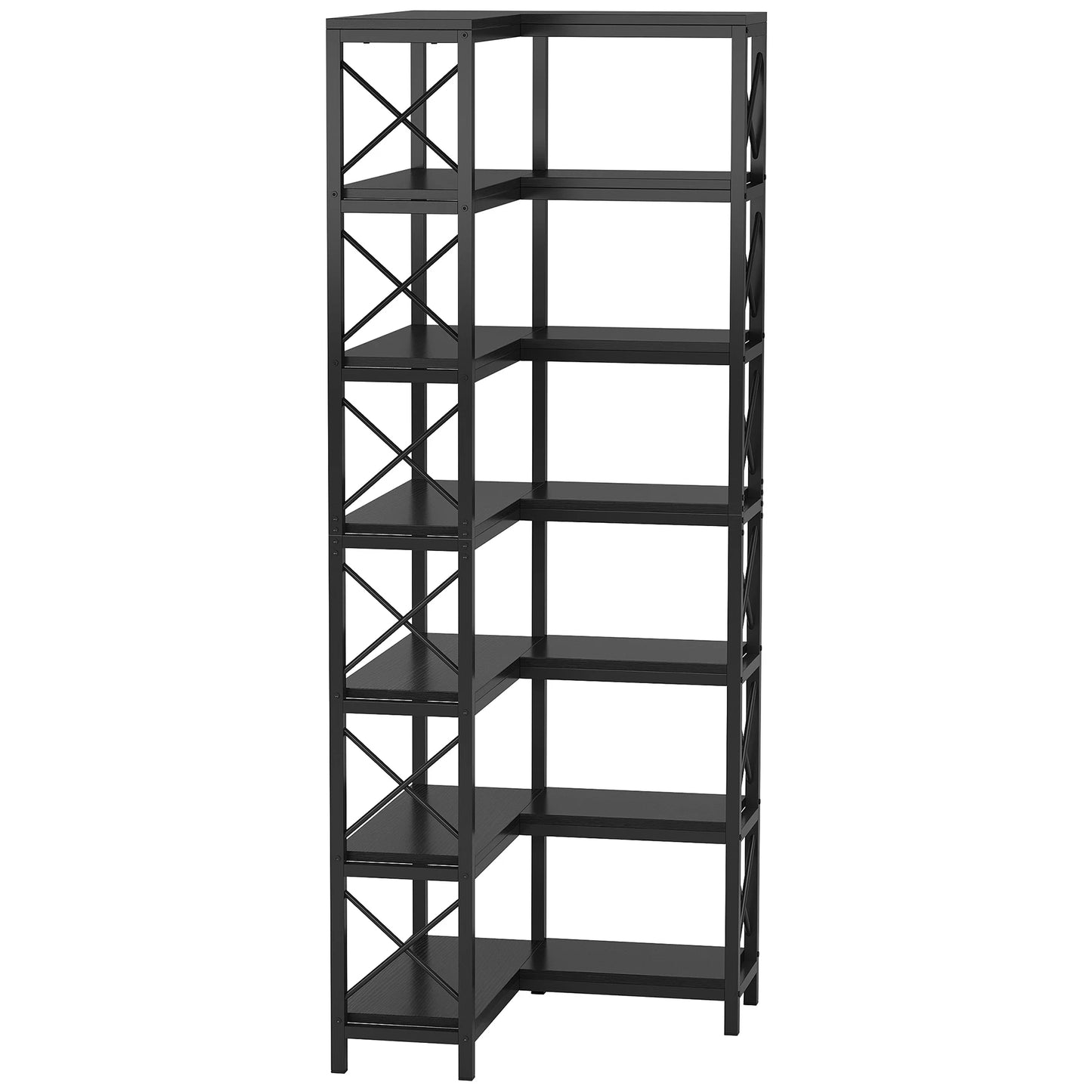 Ljustra 7-Shelf Corner Bookshelf Modern Corner Bookcase Storage Rack