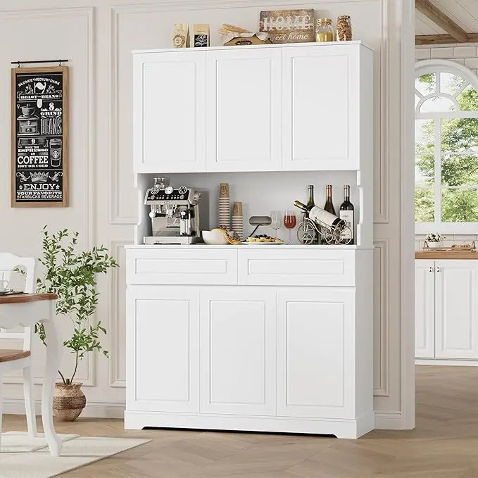 74 Inch Tall Kitchen Pantry Cabinet with 6 Doors and 2 Drawers