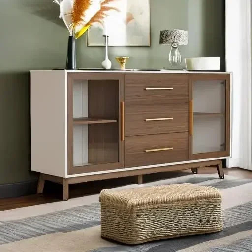 Sideboard Buffet Cabinet with 3 Drawers 2 Doors Console Table Storage