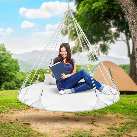 Stylish 56 Inch Hanging Swing Hammock Saucer Lounger Chair with Pillow