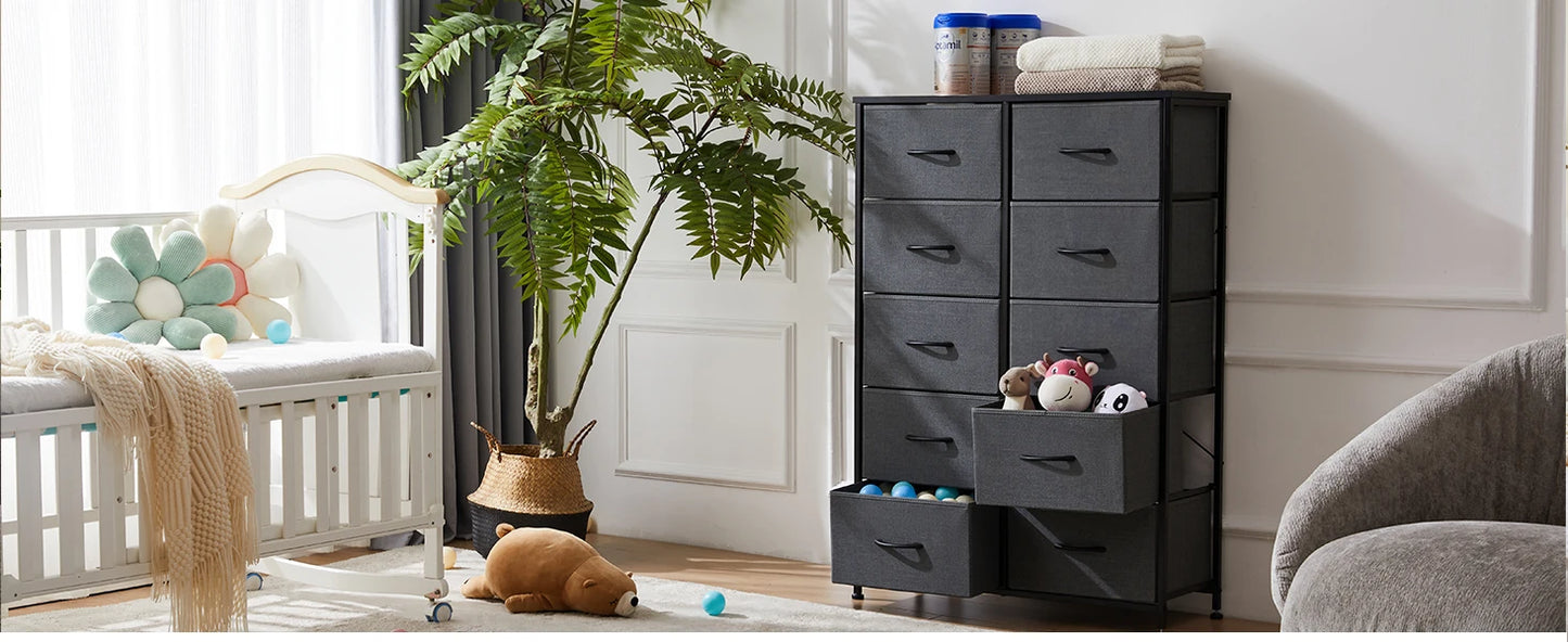 Ljustra Bedside Table Storage Cabinet with 10 Fabric Drawers