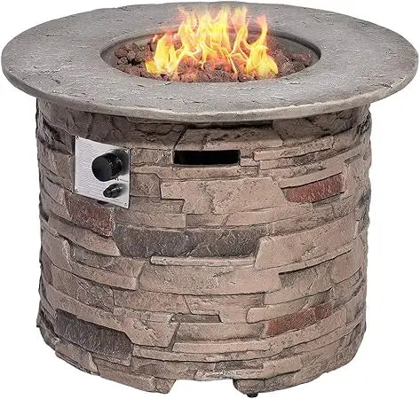 Outdoor Propane Fire Pit Table 40000 BTU Round Gas Fire Column